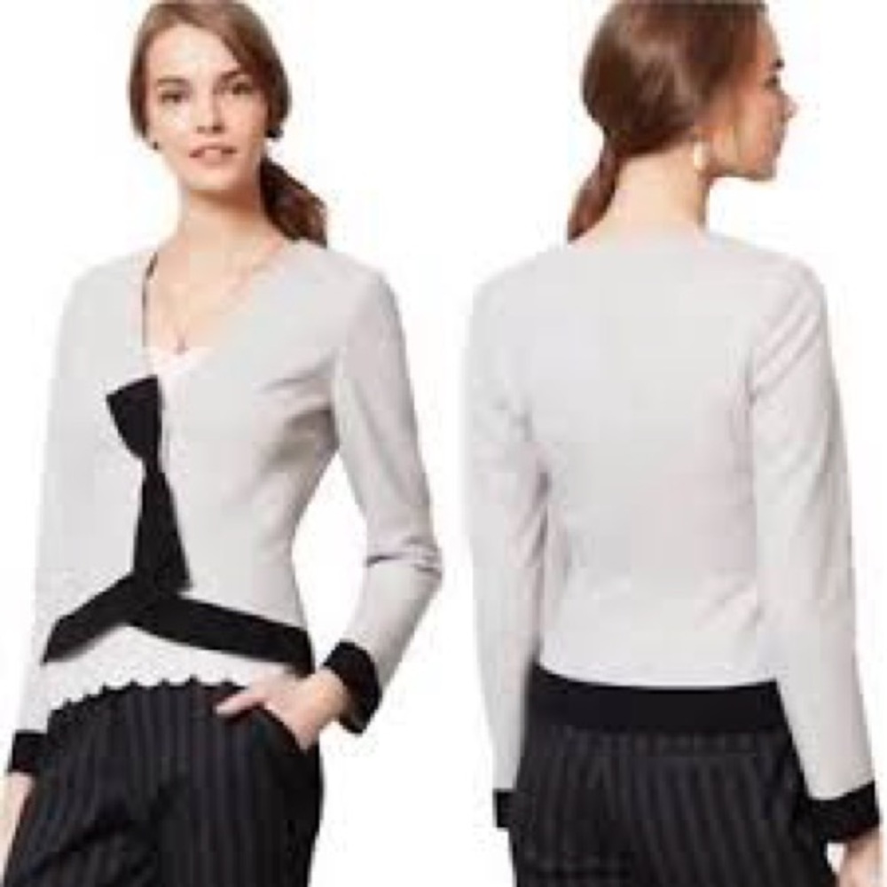 Chic Anthropologie Elevenses V-Neck Women's Jacket in Black and Gray